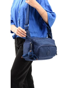 Klinkır Kumaş Kadın Postacı Omuz Çantası Çapraz Askılı Çok Cepli Su İtici Kumaş 30*20 Cm (Lacivert)