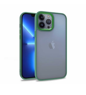 Uyumlu Model Apple iPhone 13 Pro Max Kılıf Kamera Nikelaj Kenar Renkli Kapak (Yeşil)