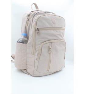 Rosso Collina Unisex Krinkıl İmperteks Kumaş Su Geçirmez Büyük Boy Çok Gözlü Seyahat Sırt Çantası Lise Orta Okul Üniversite Çantası (Açık Bej)