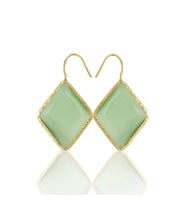 Kadir Jewellery 22 Ayar Altın Kaplama Vintage Küpe -El İşçiliği Ve Hipoalerjenik Küpe (Açık Yeşil)