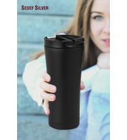 Çelik Termos Bardak 500 ml Thermos Mug Kupa Araç Termos Coffee Cup SDF522 Tea Cups 548 (Siyah)