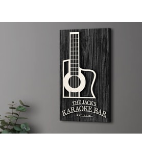 BK Gift Kişiye Özel Kabartma Tasarımlı Siyah (Ebony) Ahşap Karaoke Bar Tabelası 61cm, Home Bar Tabela, Rustik Ev Dekorasyonu, Duvar Dekoru (Model 3)