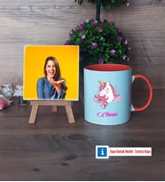 Unicorn Fotoğraflı Dekoratif Taş, Kupa Bardak Beyaz Hediye (Model 13)