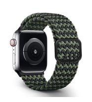 Apple Watch 10/11 42mm-38/40/41mm Kordon Örgü Kordon Örgü Tokalı Band 2/3/4/5/6/ (Siyah-Yeşil)