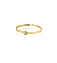 Kadir Jewellery 22 Ayar Altın Kaplama El İşçiliği Zirkon Taşlı Kadın Kelepçe Bilezik (Zeytin Yeşili)