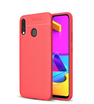Microsonic Samsung Galaxy M10s Kılıf Deri Dokulu Silikon (Kırmızı)