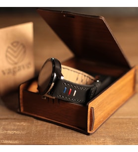 vagave Huawei Watch Crazy Deri Kordon Gt/gt2/gt3 46 mm - 22 mm Üç Ipli İsme Özel (Siyah)