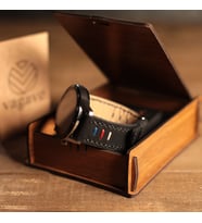 vagave Huawei Watch Crazy Deri Kordon Gt/gt2/gt3 46 mm - 22 mm Üç Ipli İsme Özel (Siyah)