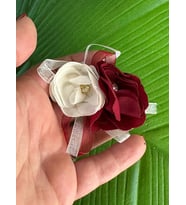 6X5 CM ÇİFT GÜLLÜ ÇİÇEKLİ TAŞLI TASARIM BROŞ YAKA İĞNESİ TÜRBAN İĞNESİ (Kırmızı)