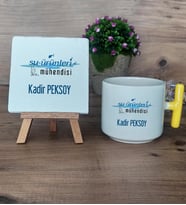 Su Ürünleri Mühendisi Hediye Seti Kupa Bardak T Kulplu ve Dekoratif Taş Mühendisler Günü Hediyesi (Model 5)