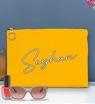 BK Gift Kişiye Özel İsimli-6 Astarlı Portföy Çanta 30x21cm(12 Renk Seçeneği), Baskılı El Çantası, Organizer Çanta (Sarı)