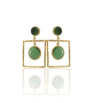 Kadir Jewellery 22 Ayar Altın Kaplama Kadın Sallantılı Küpe -El İşçiliği Ve Hipoalerjenik Küpe-E85 (Yeşil)