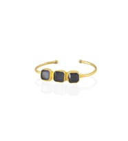 Kadir Jewellery 22 Ayar Altın Kaplama Zirkon Taşlı Ayarlanabilir Trend Bilezik (Mor)