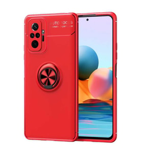 Xiaomi Redmi Note 10 Pro Kılıf Zore Ravel Yüzüklü Silikon Kılıf (Kırmızı)