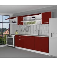 Decoraktiv Ekol 240 MDF Hazır Mutfak Dolabı - Tezgah Dahil - Parlak Beyaz (Bordo)