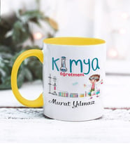 Kimya Öğretmeni Tasarımlı Kişiye Özel Kupa Bardak (Sarı)