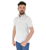 Erkek Büyük Beden Polo Yaka Tişört Kagi 2355 BGL-ST02819 (Beyaz)