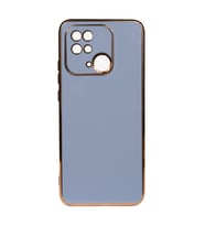Xiaomi Redmi 10C Kılıf Kenarları Gold Kamera Korumalı Renkli Pastel Silikon Su Yeşil BARK (Açık Mavi)