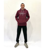 Erkek Kapşonlu Rahat Kalıp İçi Polarlı 3 iplik EL Yazılı Californıa Baskılı Swetashırt spr24sw03 (Burgundy)