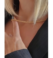 Zırh Örgü Zincir Model Çelik Zincir Dokuma İnce El Yapımı Kolye (Gold)