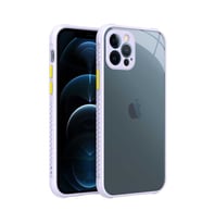 Uyumlu Model Apple iPhone 12 Pro Kılıf Kenar Renkli Sararmaz Şeffaf Kapak (Mor)