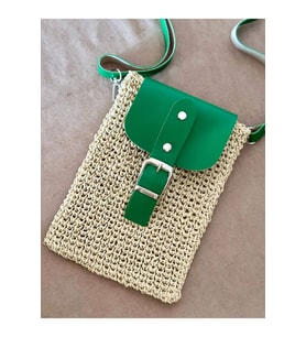 Hasır Mini Bag, Cep Telefonu Çantası (Yeşil)