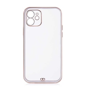 Uyumlu Model Apple iPhone 12 Kılıf Köşeli Gold Şeffaf Kapak (Beyaz)