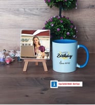 Happy Birthday Fotoğraflı Dekoratif Taş, Kupa Bardak Beyaz Hediye (Model 4)
