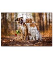Cakapuzzle Kahverengi Beyaz Aşık Köpekler Puzzle Yapboz MDF (Ahşap) (255 Parça)