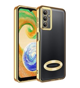 Galaxy A54 Kılıf Kamera Korumalı Logo Gösteren Zore Omega Kılıf (Gold)