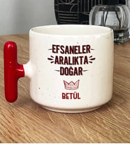 Kişiye Özel Efsaneler Aralıkta Doğar Hediye T Kupa Bardak Doğum Günü Hediyesi (Kırmızı)