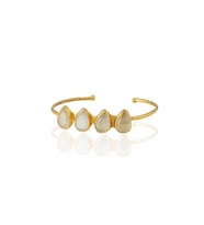Kadir Jewellery 22 Ayar Altın Kaplama Zirkon Taşlı Ayarlanabilir Trend Bilezik (Beyaz)