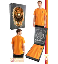 Galatasaray Orijinal Lisanslı Match Day T-Shirt Gs Aslan Baskılı Hediyelik Ahşap Kutulu (Sarı)