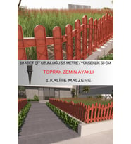 Dekoratif Plastik Bahçe ve Peyzaj Çiti 10 ADET ÇİT (Y: 50 CM / G: 5.5 M) TOPRAK AYAKLI (Kahverengi)