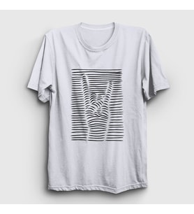 Presmono Unisex Sarı Hand Symbol Music Rock T-Shirt 315051tt (Beyaz)