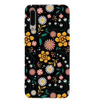 PrinfiFy Samsung Galaxy A30s Uyumlu Lansman Kılıf Çiçek Tasarımlı İçi Kadife Kapak (Siyah)