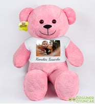 Kendin Tasarla Tişörtlü 100 Cm Pelüş Ayıcık (Pembe)