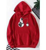 Unisex Uzay Temalı Baskılı Sweatshirt (A.Kırmızı)