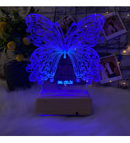 Kişiye Özel Doğum Günü Hediyesi /Sevgiliye Hediye Kelebek Tasarımlı 3D Led Masa Lambası (Mavi)