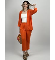 Kadın Pantolonlu Alt Üst İkili Kimono Takım Rahat Kalıp (Turuncu)