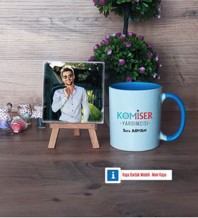 Komiser Yardımcısı Fotoğraflı Dekoratif Taş, Kupa Bardak Beyaz Hediye (Model 4)