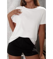 Unisex Pamuklu Penye Şort Takım (Beyaz)