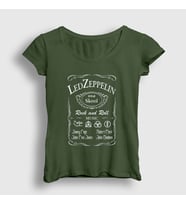 Presmono Kadın Sarı Old Led Zeppelin T-Shirt 96489tt (Haki)