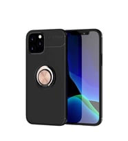 Uyumlu Model Apple iPhone 12 Pro Max Kılıf Yüzüklü Magnetli Ravel Case (Siyah-Rose Gold)