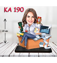KİŞİYE ÖZEL KARİKATÜR muhasebeci kadın BİBLOSU (Kahverengi)