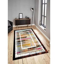Dijital Baskılı Yıkanabilir Kaymaz Modern Renkli Salon Halısı Mutfak Halısı Yolluk ND-HY-1354 (Siyah)