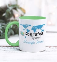 Coğrafya Öğretmeni Tasarımlı Kişiye Özel Kupa Bardak (Yeşil)