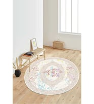 Dijital Baskılı Kaymaz Taban Yıkanabilir Yuvarlak Salon Halısı Koridor Halısı Paspas NDY-HY-1056 (Çok Renkli)