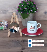 İcra Müdürü Türk Kahvesi Fincanı Ahşap Altlıklı ve Fotoğraflı Ahşap Anahtarlık Hediye (Model 3)