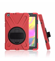 Samsung Galaxy Tab A 8.0 T290 T295 T297 Kılıf Defender Askılı Zırhlı Tank Case (Kırmızı)